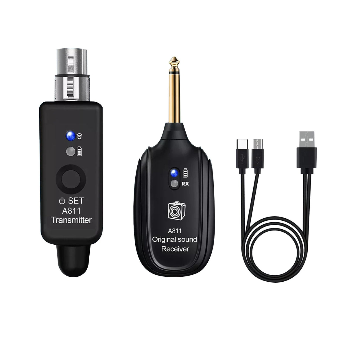 2.4GHz Wireless Microphone System XLR Transmitter Receiver Adapter