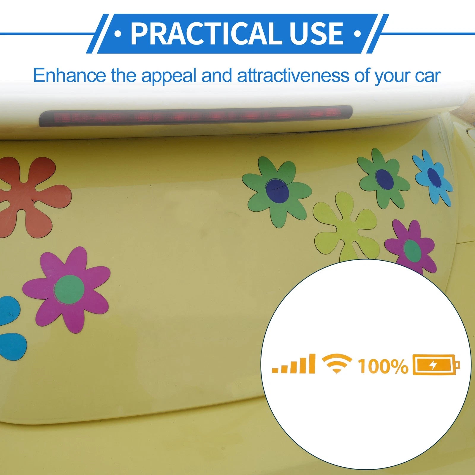 Reflective Bumper Decal for WiFi Signal Dashboard (Reflective Yellow Square)