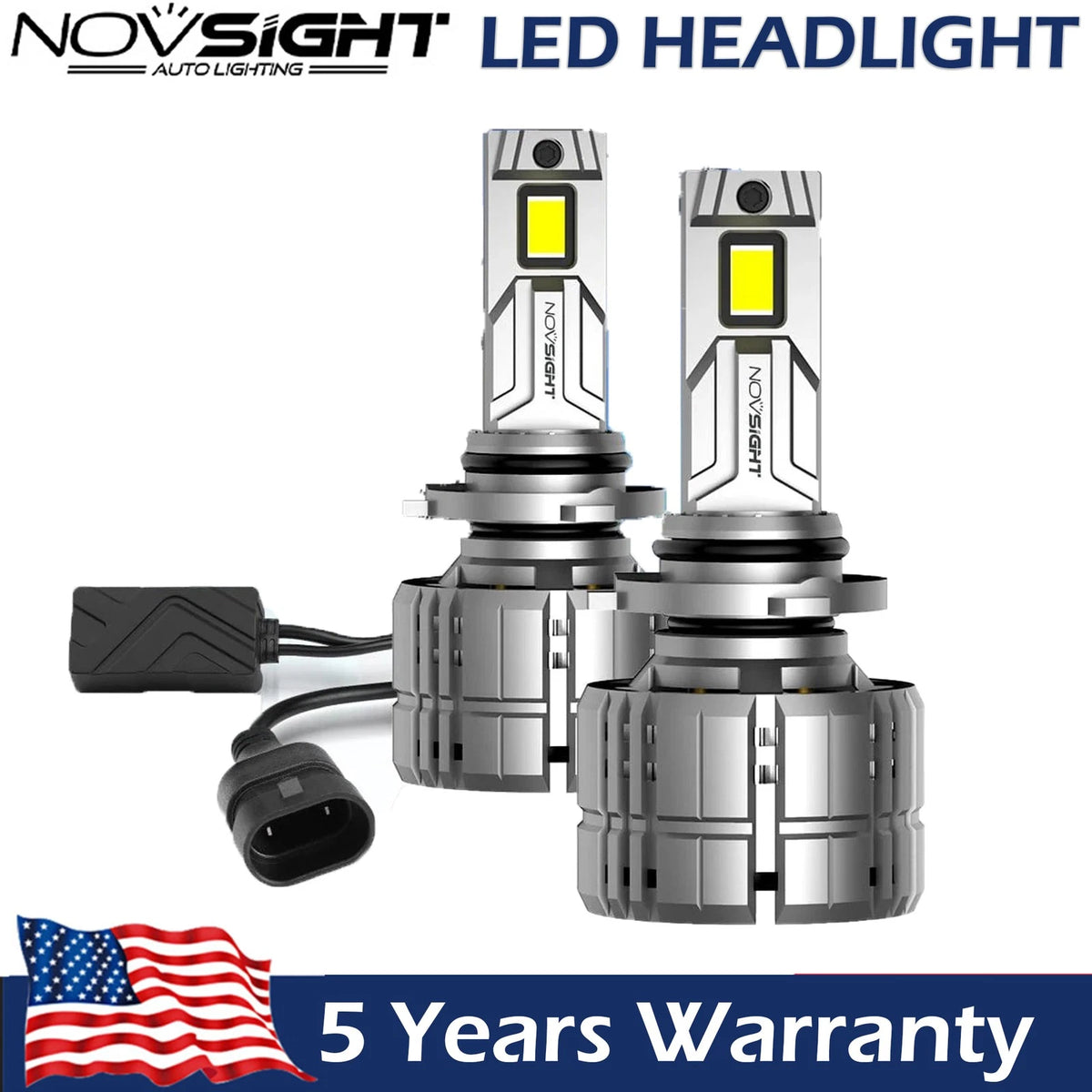 2X NOVSIGHT 9006 HB4 LED Headlight Bulbs for High Low Beam (200W 40000LM)