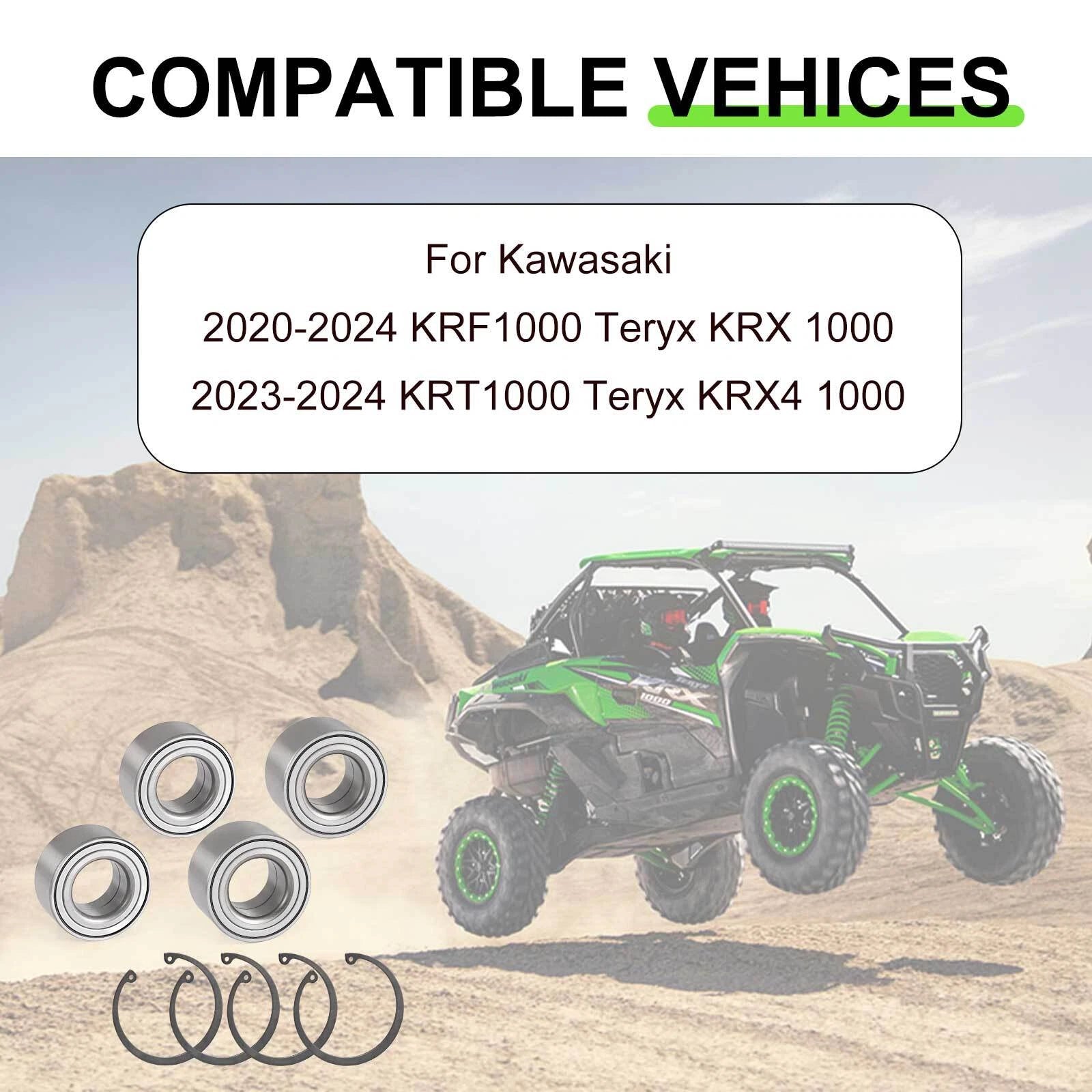 4Pcs Wheel Bearing + Circlip for Kawasaki Teryx KRX 1000 (2020–2024)