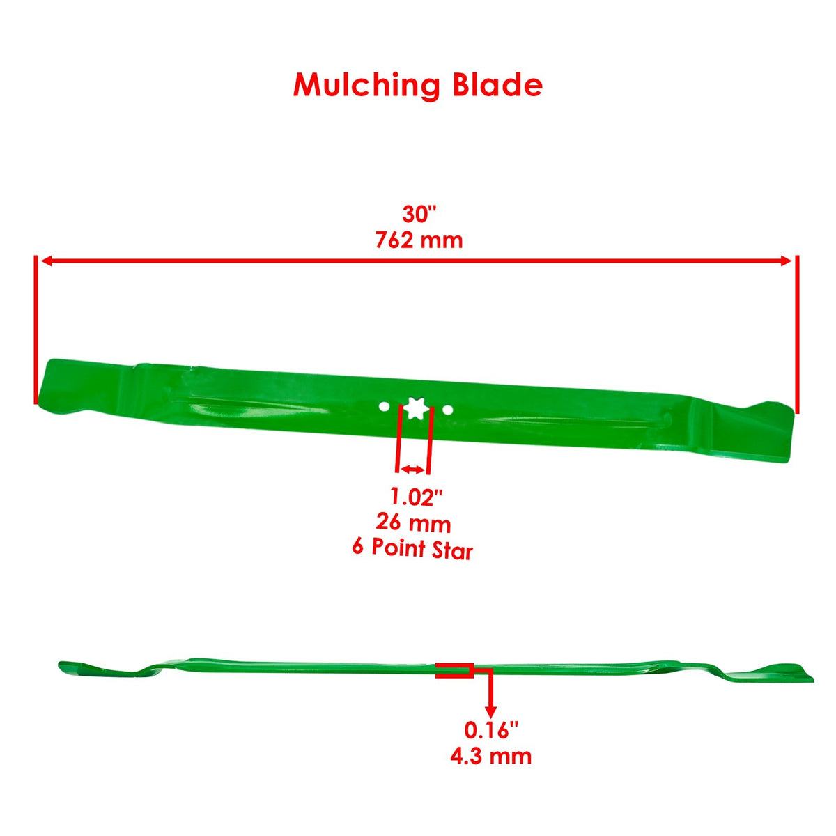 Deck Blade 30 Inch with Nut for Troy-Bilt TB30 TB30R (2008–2020)