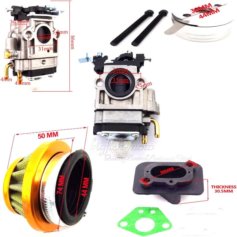Carburetor Air Filter Stack Kit for 49cc 50cc 52cc Gas Scooter (Cat Eye)