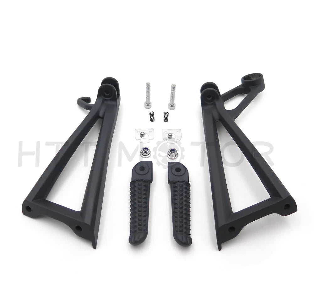 Black Passenger Foot Pegs Rear Assembly for Yamaha R6/R6S (2003–2009)
