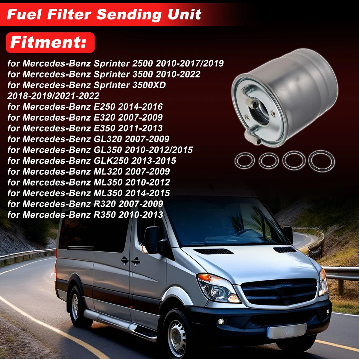 Fuel Filter Assembly Set for Mercedes-Benz Sprinter 2500 (2010–2017, 2019) No.WK8016X