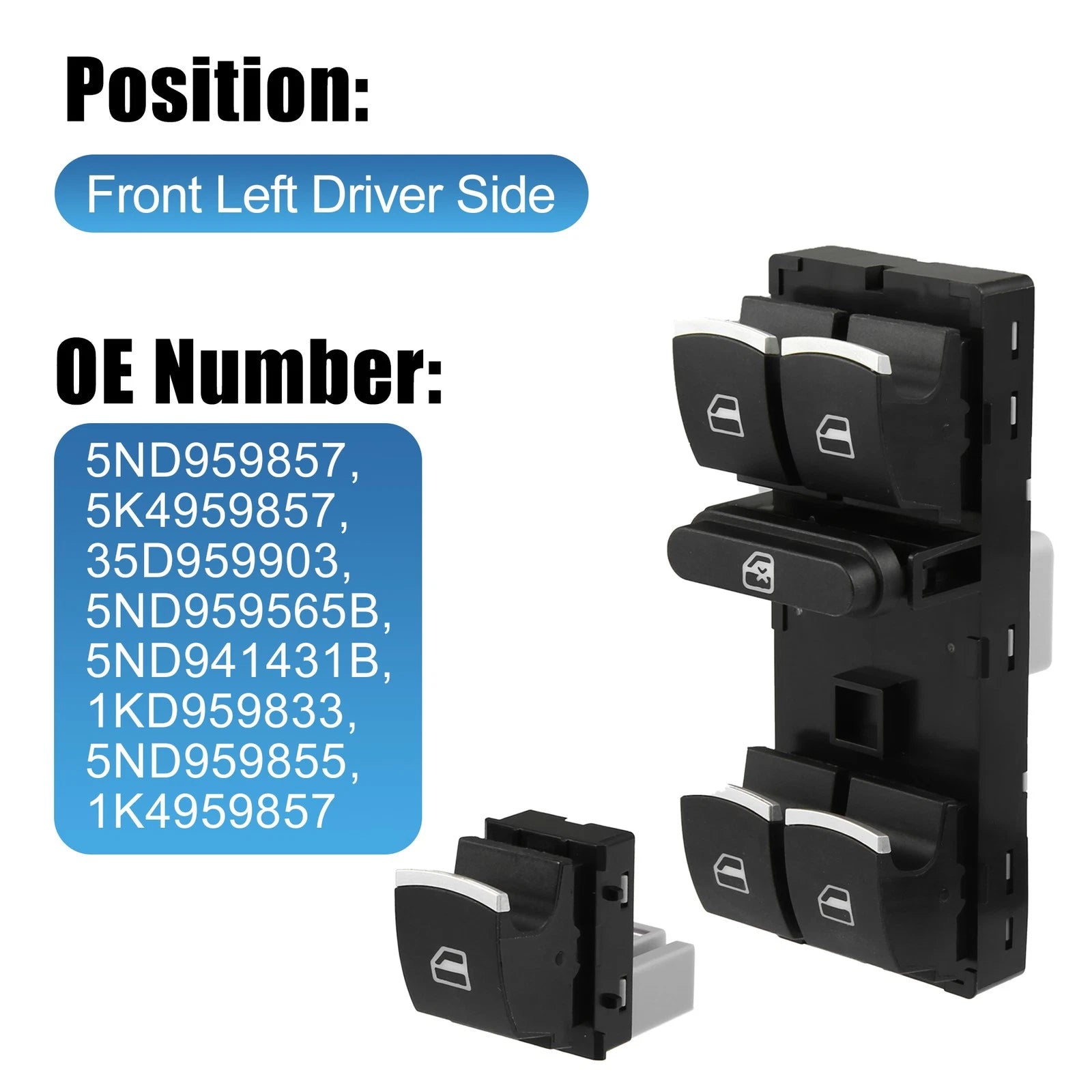 5ND959857 Car Master Power Window Switch for Volkswagen CC (2013–2017)