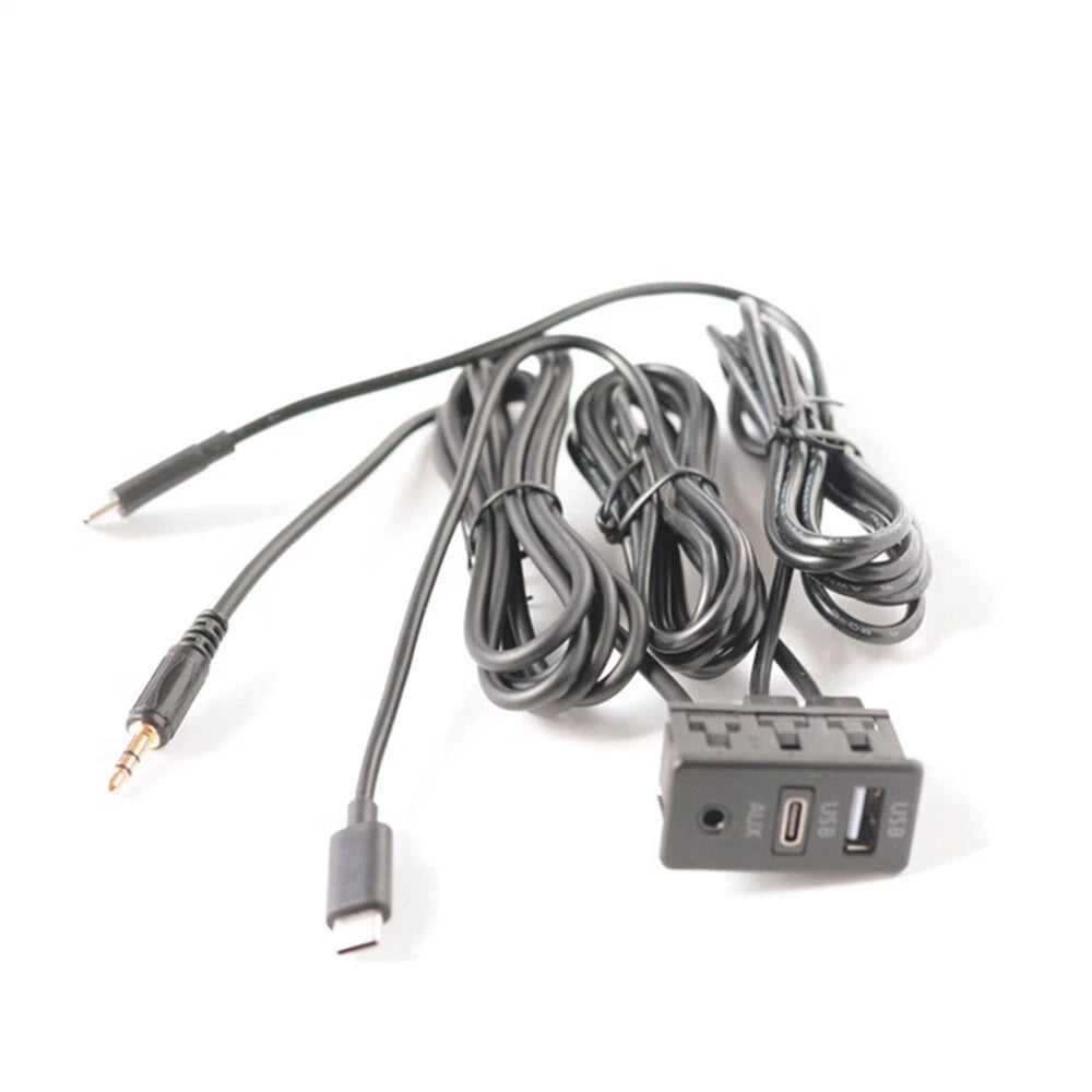 Dual Type-C to USB & RCA Audio Input Adapter for Car