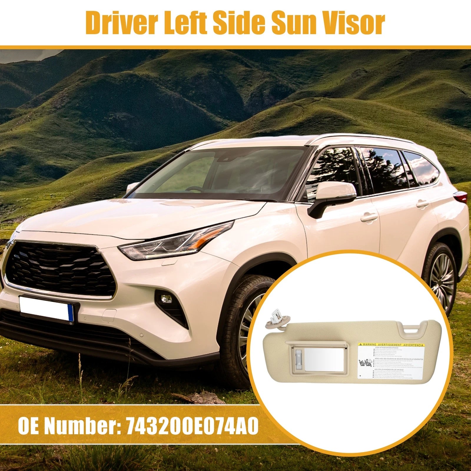 Sun Visor Assembly Replacement for Toyota Highlander (2014–2019 Beige)