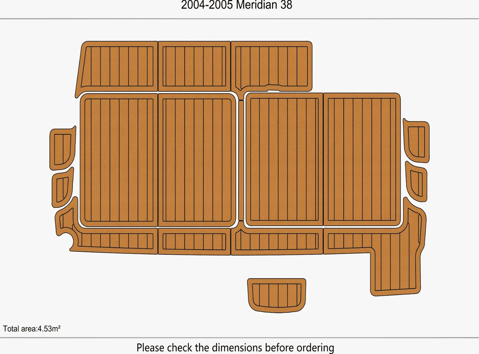 EVA Pad Faux Teak Deck Flooring Mat for Meridian 38 Swim Platform (2004)