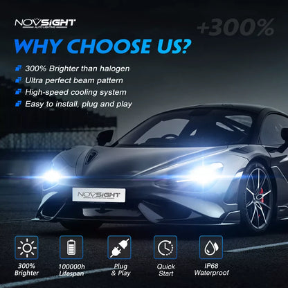 Set of 4 NOVSIGHT 9005 + 9006 LED Headlight Bulbs 6500K 10000LM