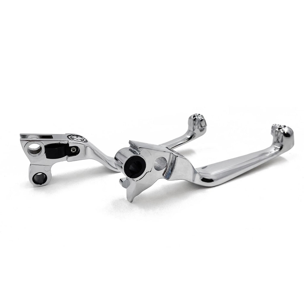 Chrome Smooth Skull Wide Blade Levers for Harley XL/Dyna/Softail (1996–2014)