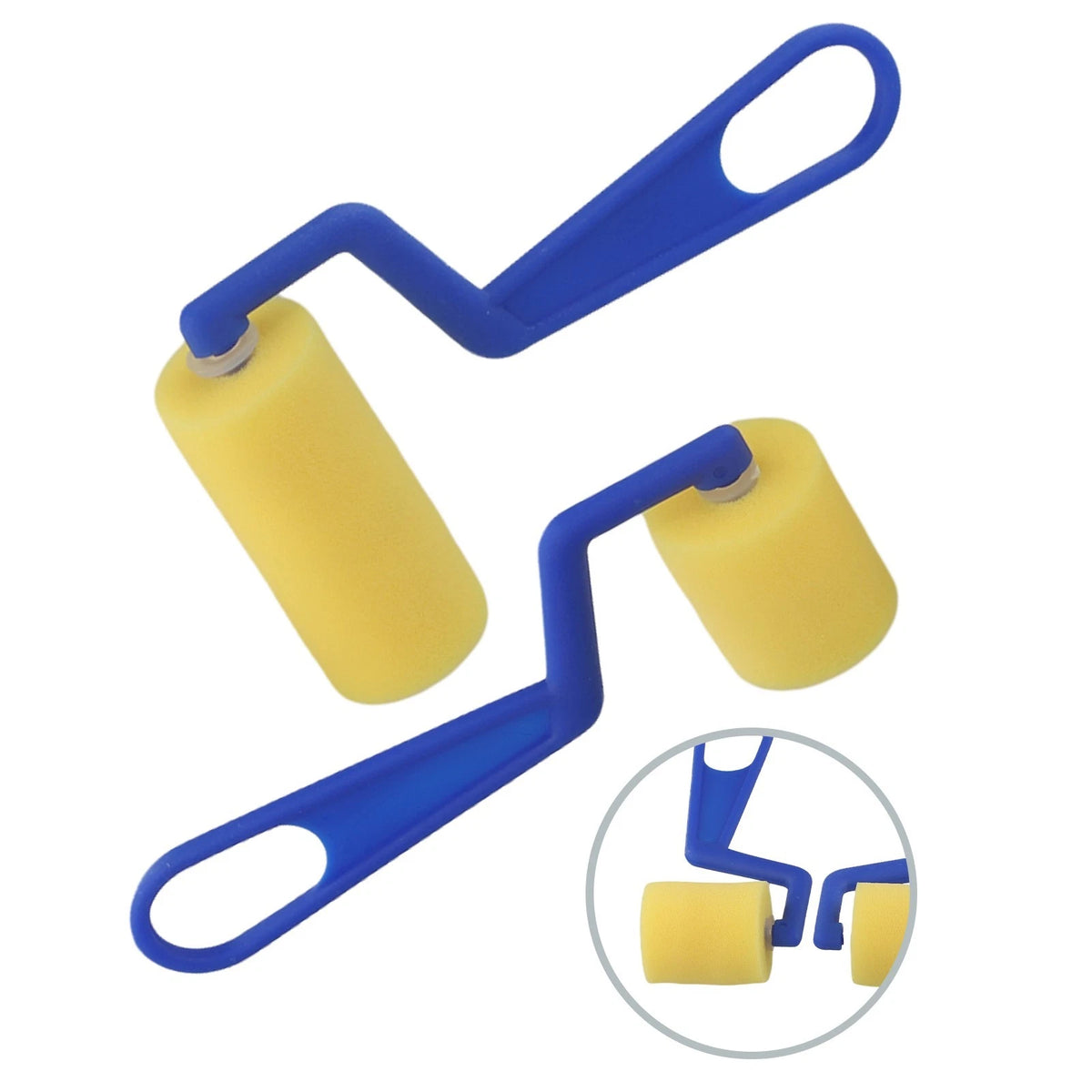 2X Yellow Sponge Roller Brush Set for Kids' Art Craft Projects