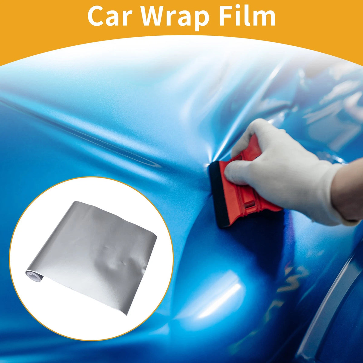 Gloss Silver Tone Vinyl Wrap Film for Universal Use (0.65ft x 5ft)