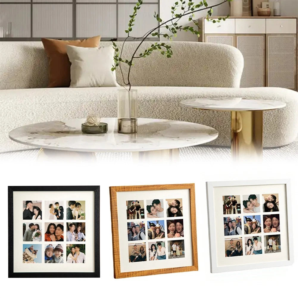 9-Grid Wooden Photo Frame for Memory Arrangement (30x30cm)
