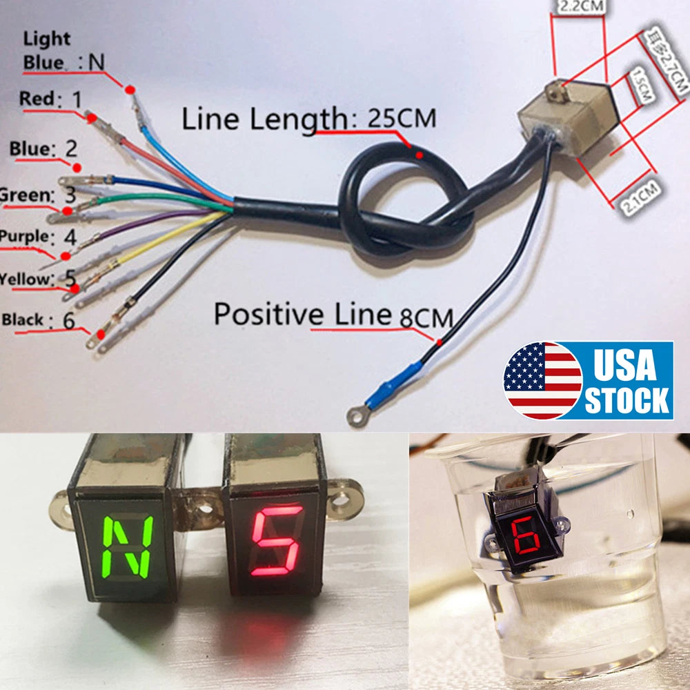 Digital N 6 Speed Gear Indicator for Motorcycle (Clutch Shift Lever)