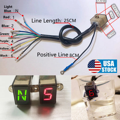 Digital N 6 Speed Gear Indicator for Motorcycle (Clutch Shift Lever)