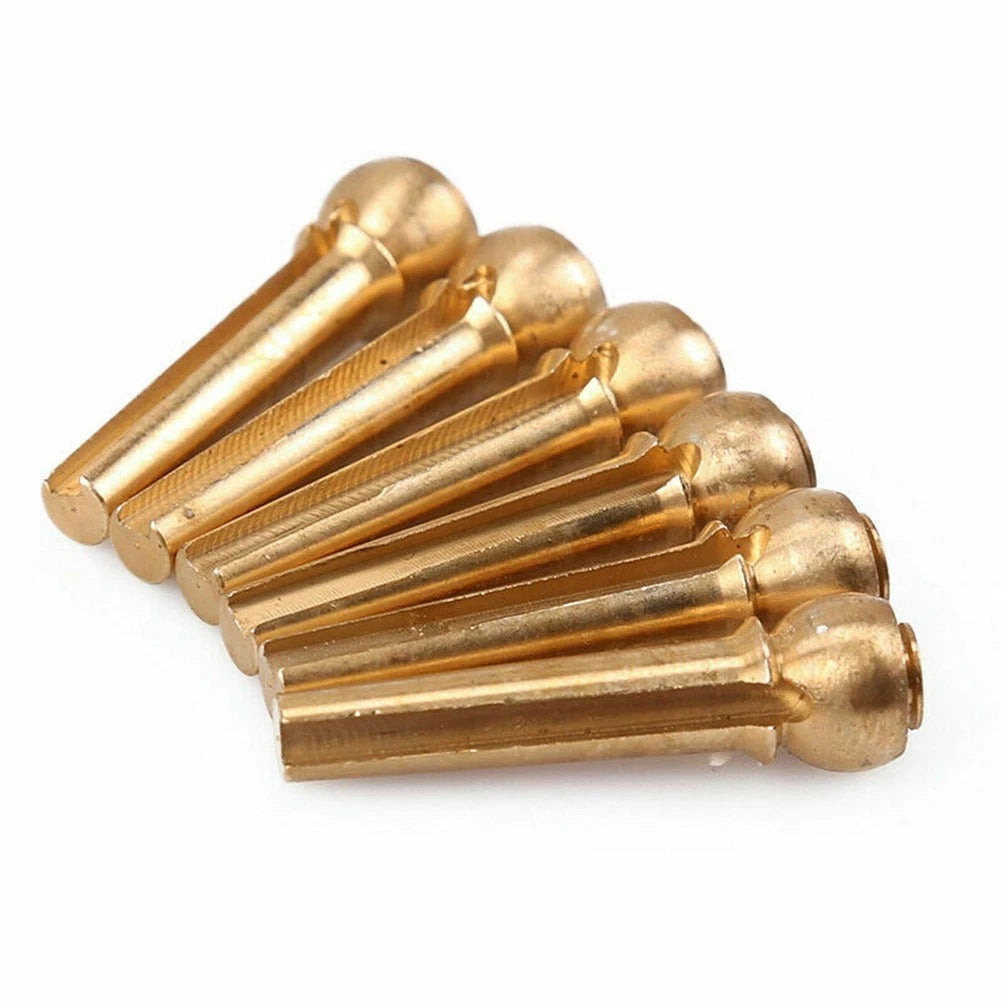 6Pcs Brass Bridge Pins for Acoustic Guitar (Universal Fit)