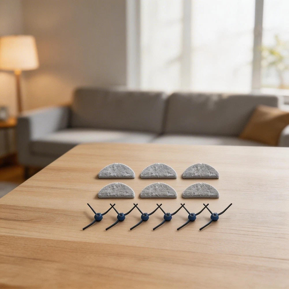 6 Side Brushes 6 Mop Cloths Kit for Eufy G50 L60 SES (Robot Vacuum)