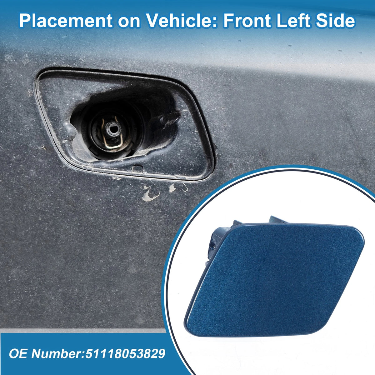 Front Left Headlight Washer Nozzle Cover Cap for BMW 1 Series (2011–2019)