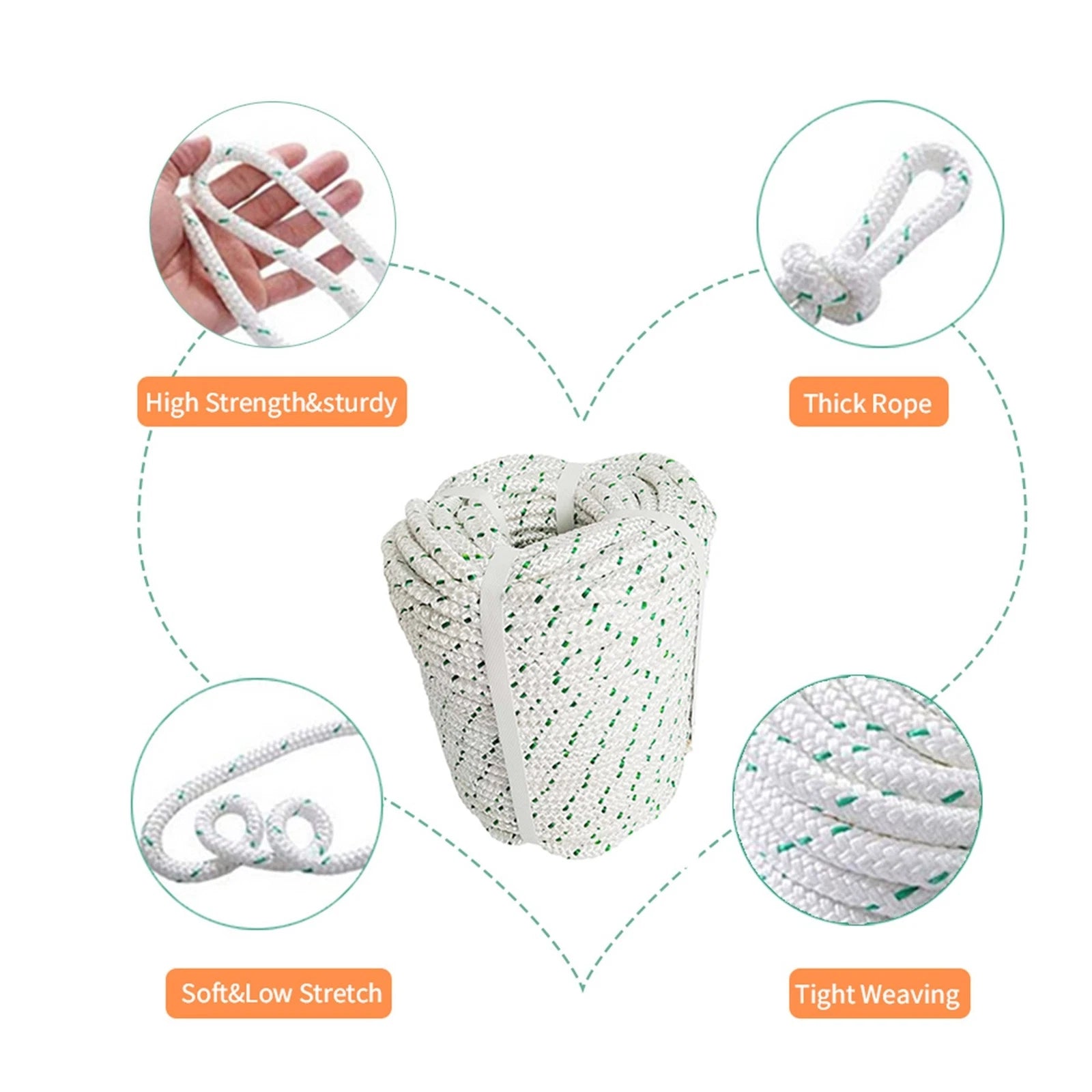 3/8" Double Braid Polyester Rope for Heavy-Duty Use (4800 lbs)