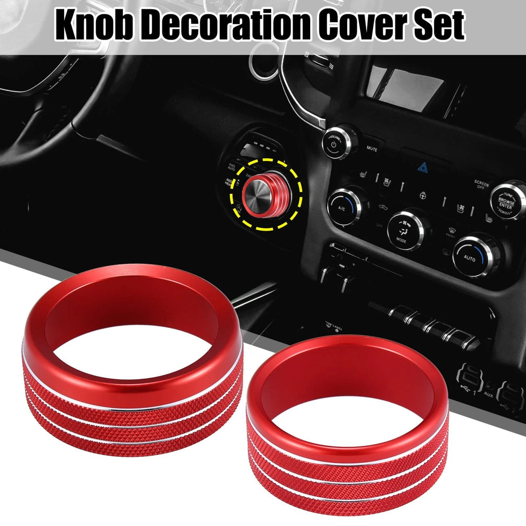 Headlight Switch Knob Trim Cover Set for Dodge Ram (2018–2020) Red