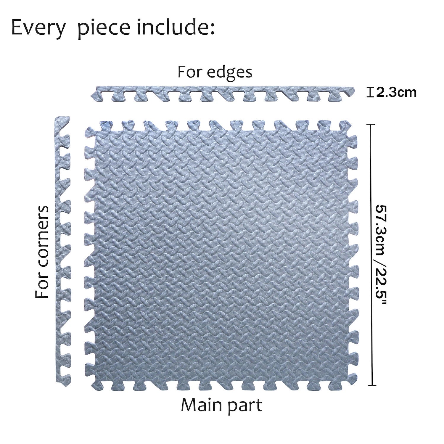 EVA Foam Interlocking Exercise Mat Tiles for Gym Flooring (Gray)