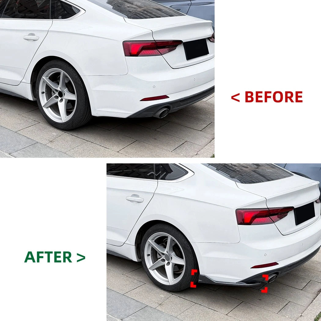Gloss Black Rear Bumper Side Splitter Spats for Audi A5 F5 (2017–2020)