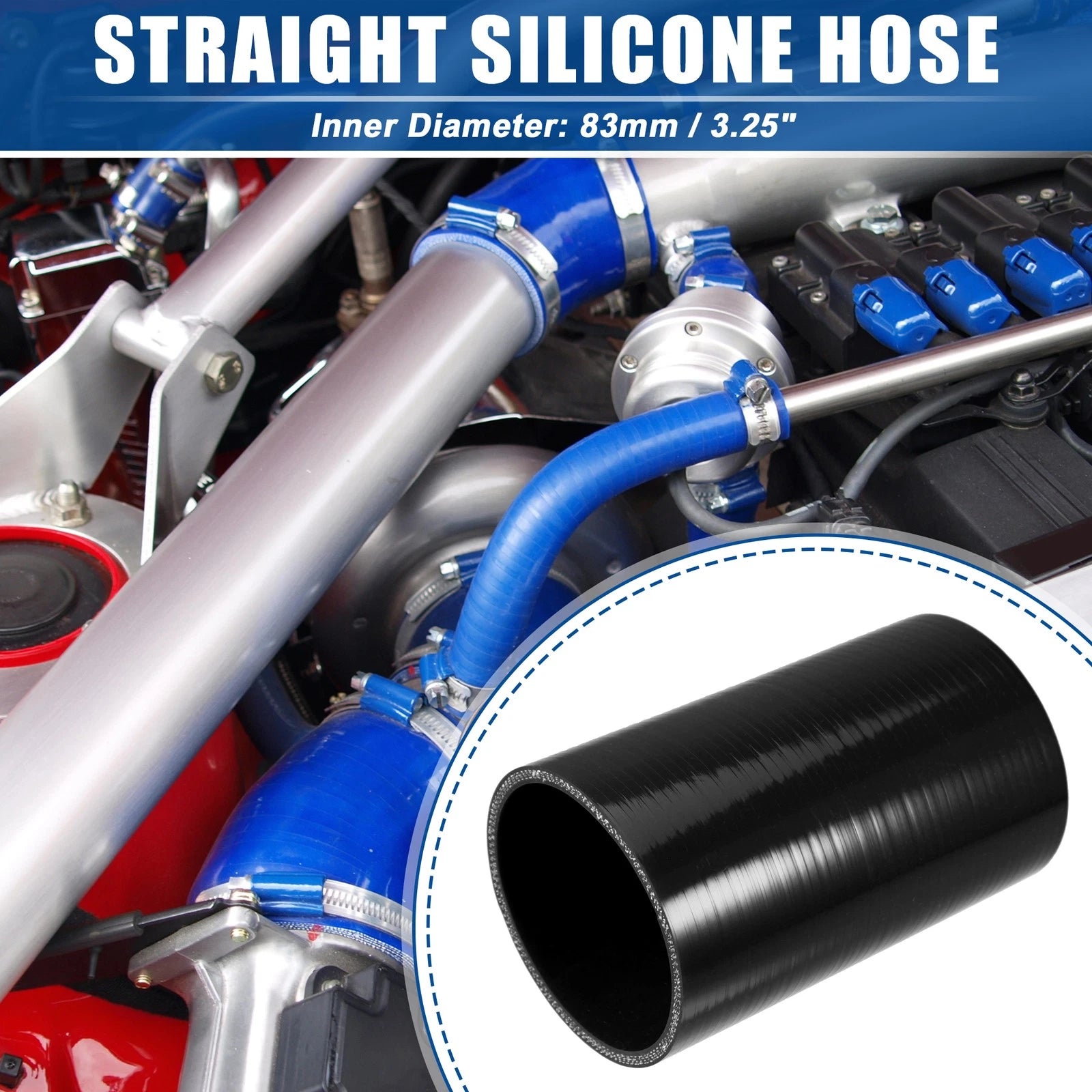 3.25" ID 6" Length Silicone Reducer Hose for Intercooler (1 Pc)