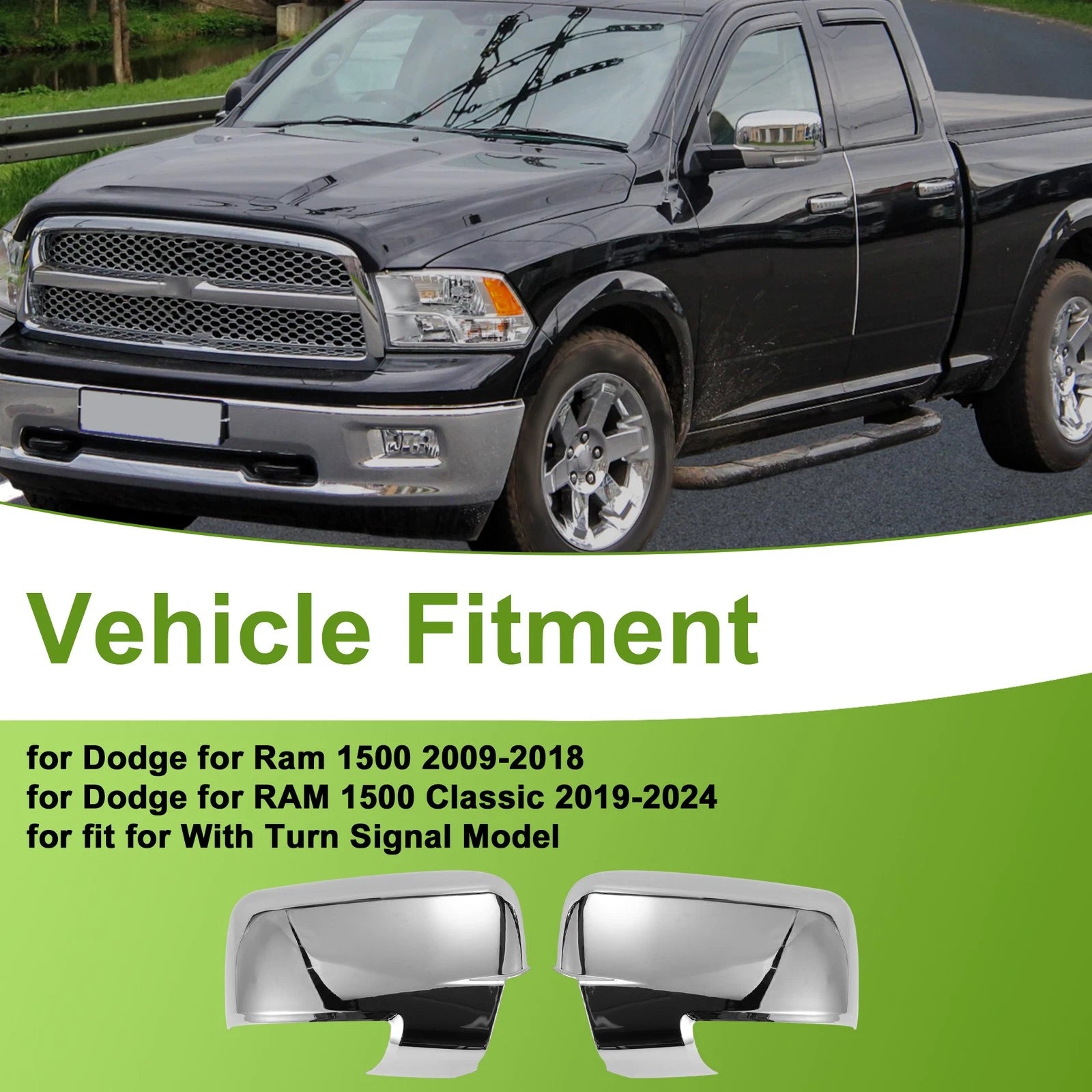 Left Right Side Mirror Cover Cap Replacement Electroplating Color for Dodge (2006–2022)