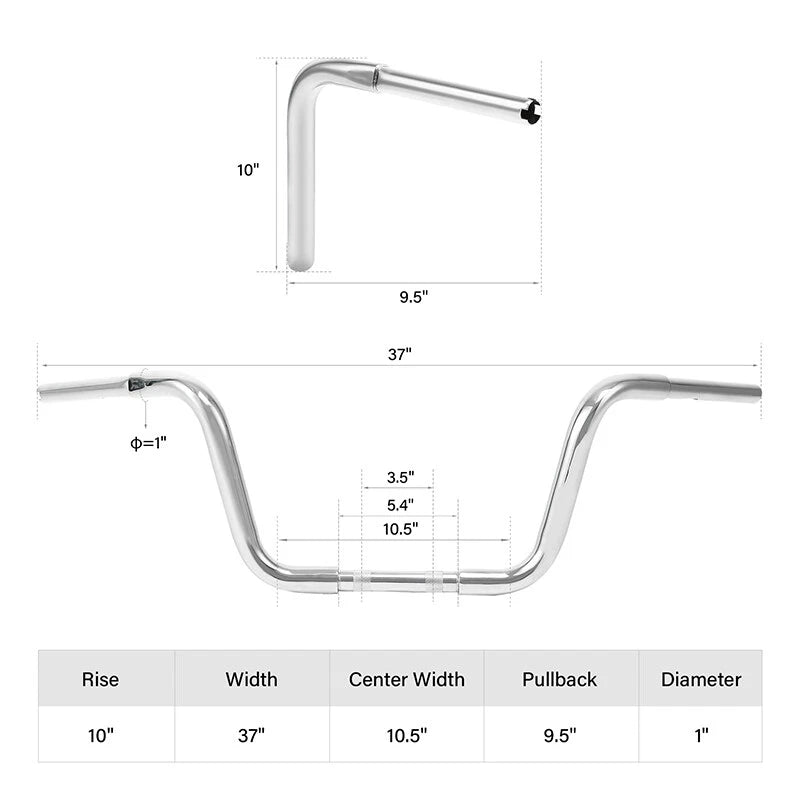 10'' 12'' 14'' 16'' 18'' Rise Ape Hanger Handlebar for Harley Softail (1984–2023)
