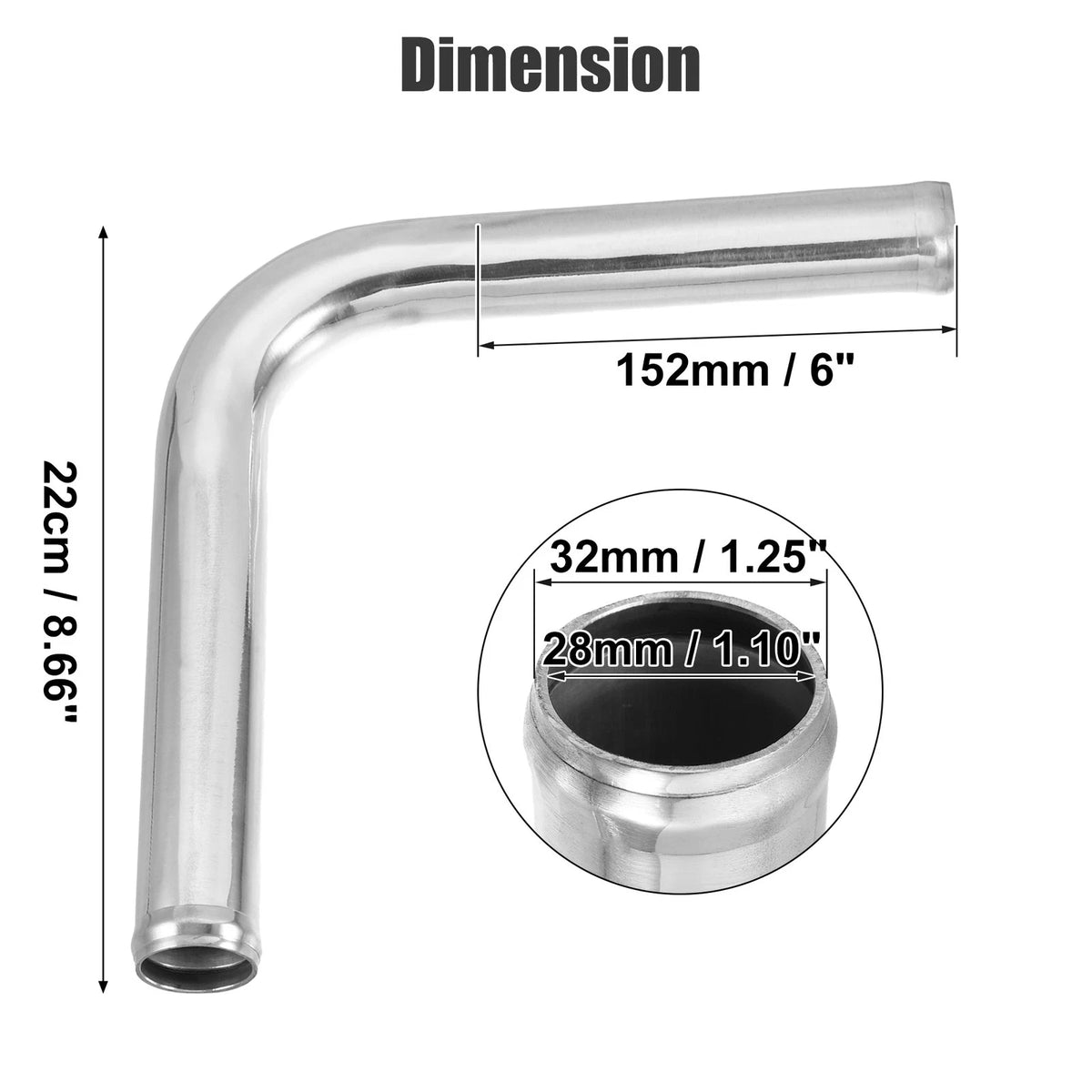 2X 1.25" Intercooler Pipe Air Intake Tube 90 Degree for