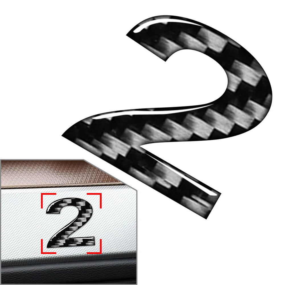 2 Window Door Wall Car Badge Emblem NumberSignsDecals Stickers Carbon Black