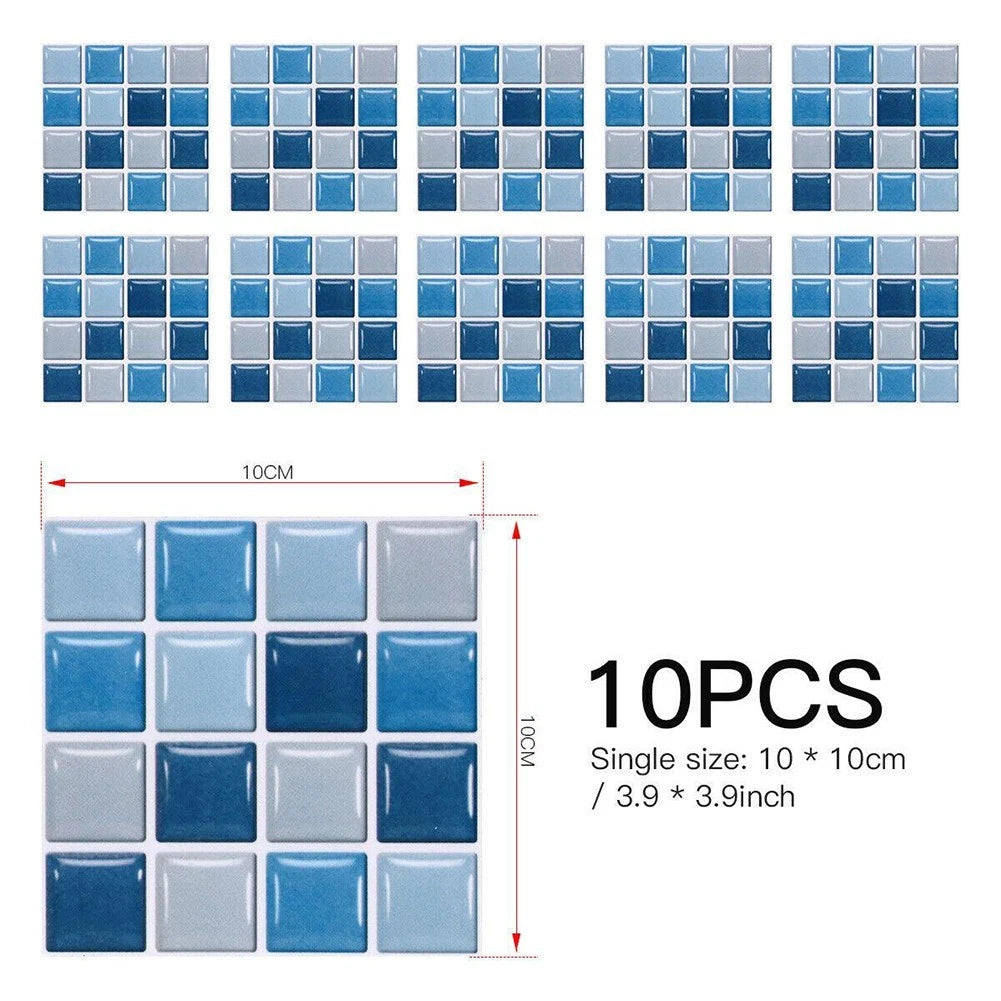 10pcs Mosaic Tile Stickers for Home Decor (No Specific Years)
