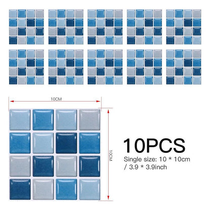 10pcs Mosaic Tile Stickers for Home Decor (No Specific Years)