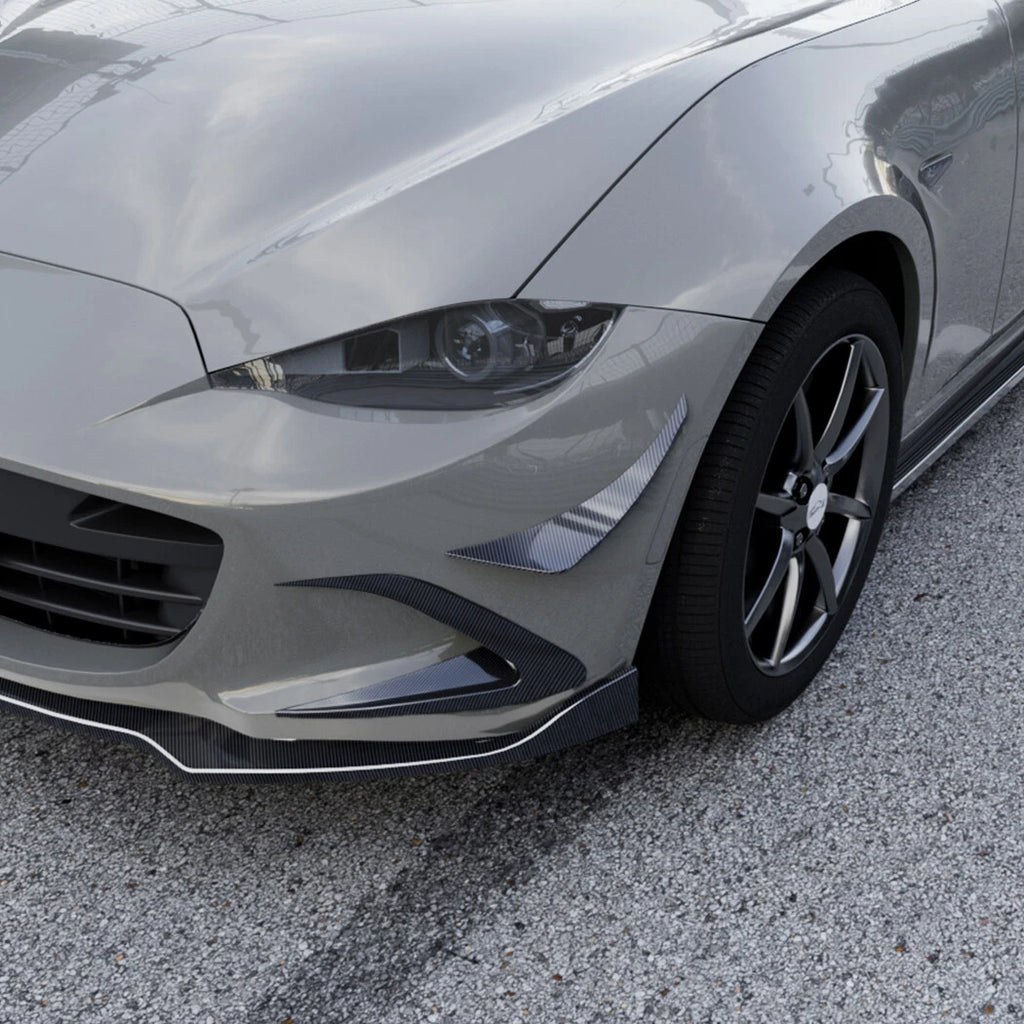 Carbon Look Front Bumper Side Fender Splitter Fin for Mazda MX-5 Miata (2016–2023)