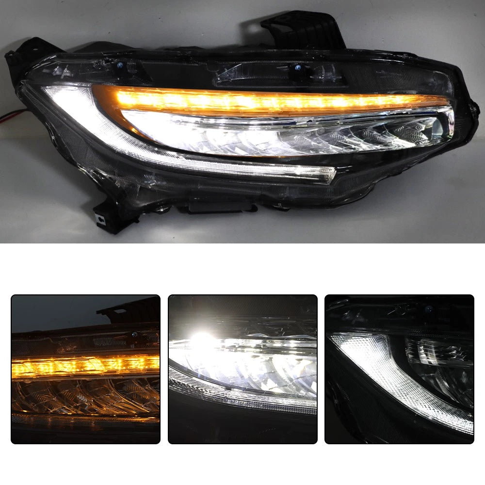 Right Side Headlight for Honda Civic (2016–2019) Full LED Clear Lens