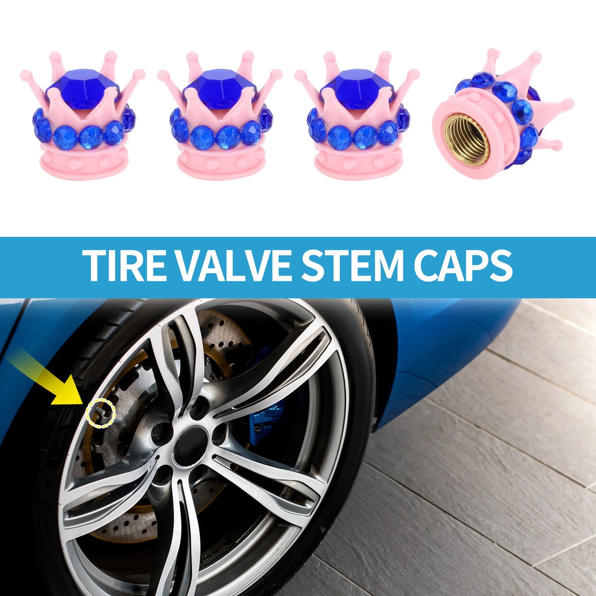 Tire Valve Stem Caps Replacement Set for Car SUV Bike RV (4 Pieces)
