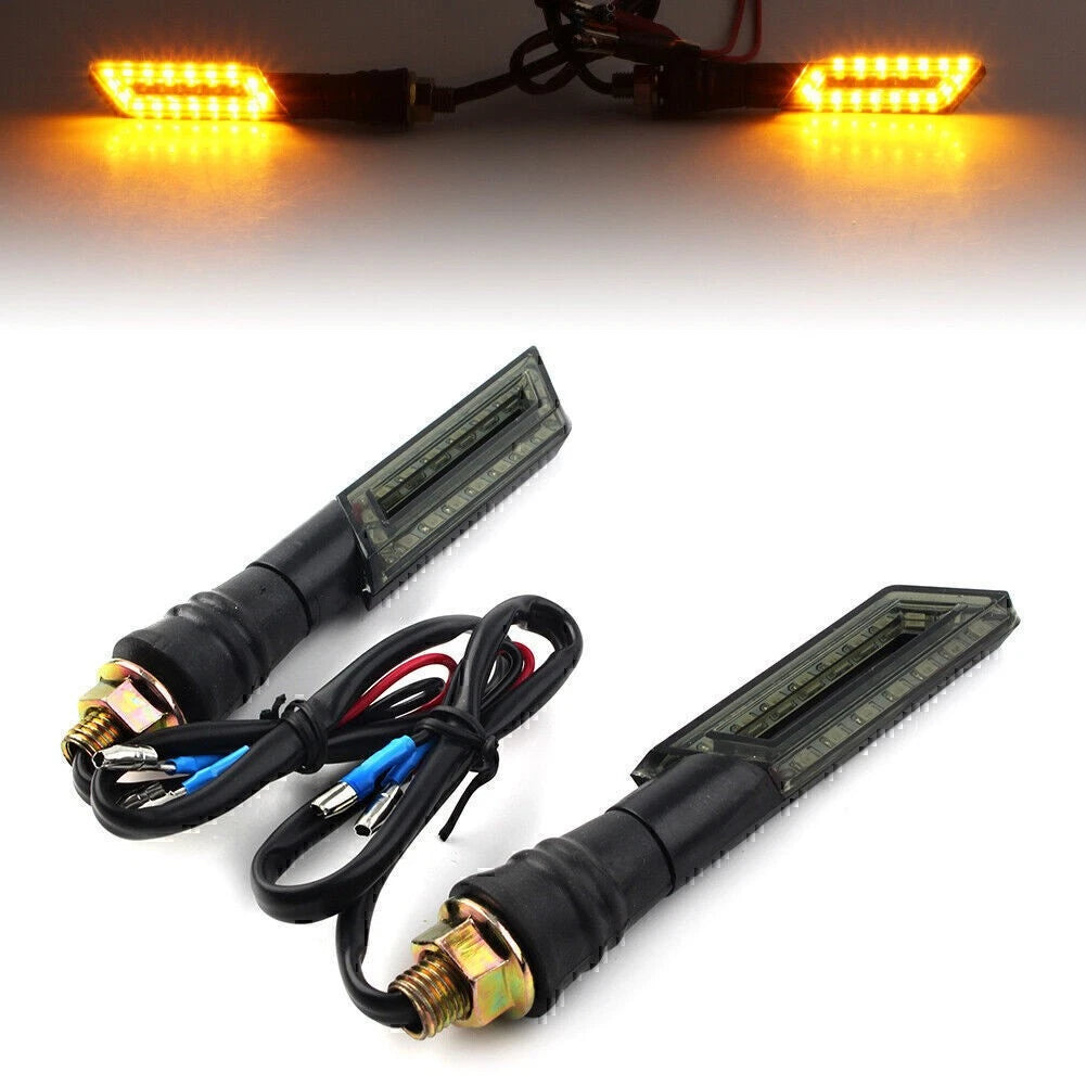 Black Universal Motorcycle Turn Signal Indicators Tail Amber Light 12V 15 LED
