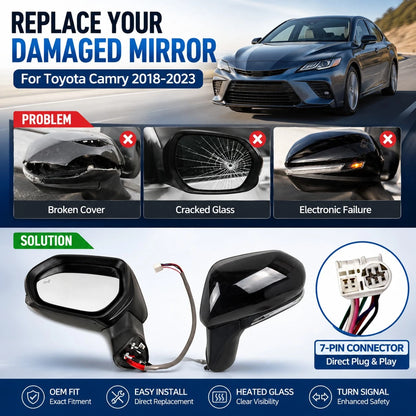 LH Side Mirror for Toyota Camry (2018–2023) Power Heated Black