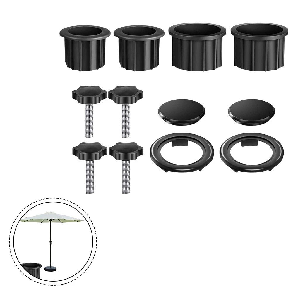 Sun Umbrella Base Bracket Accessories with 4 Reducing Rings and Screws