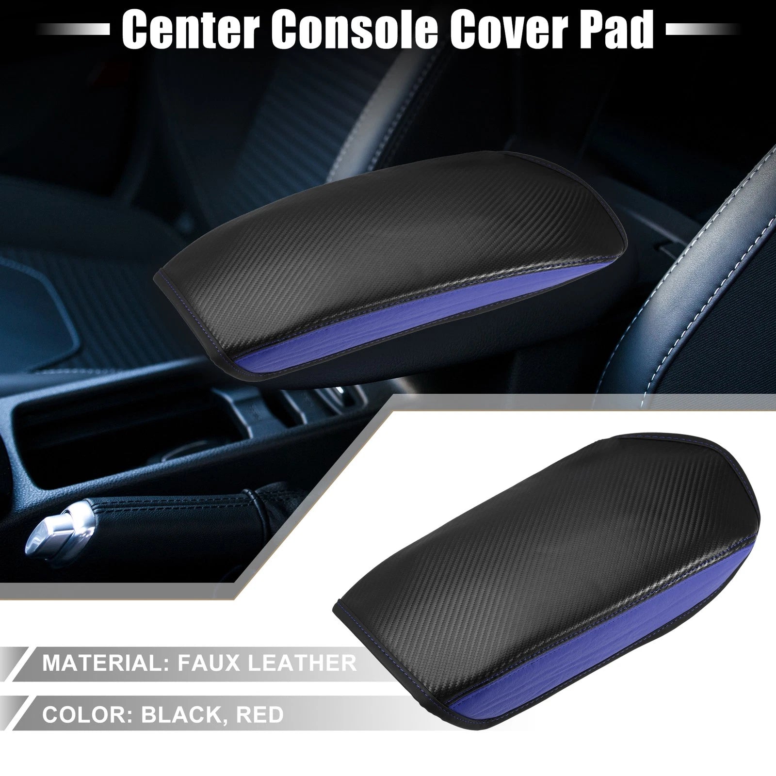 Center Console Cover for Mitsubishi Outlander Carbon Fiber Pattern Black Blue (2014–2023)