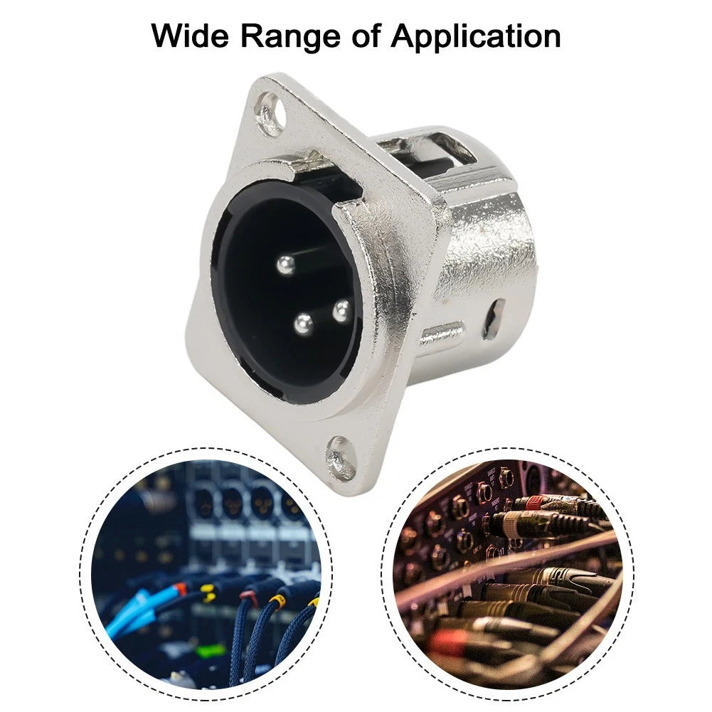 3Pin XLR Socket Male Female Panel Mount Connector for Microphones
