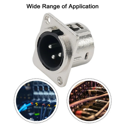 3Pin XLR Socket Male Female Panel Mount Connector for Microphones
