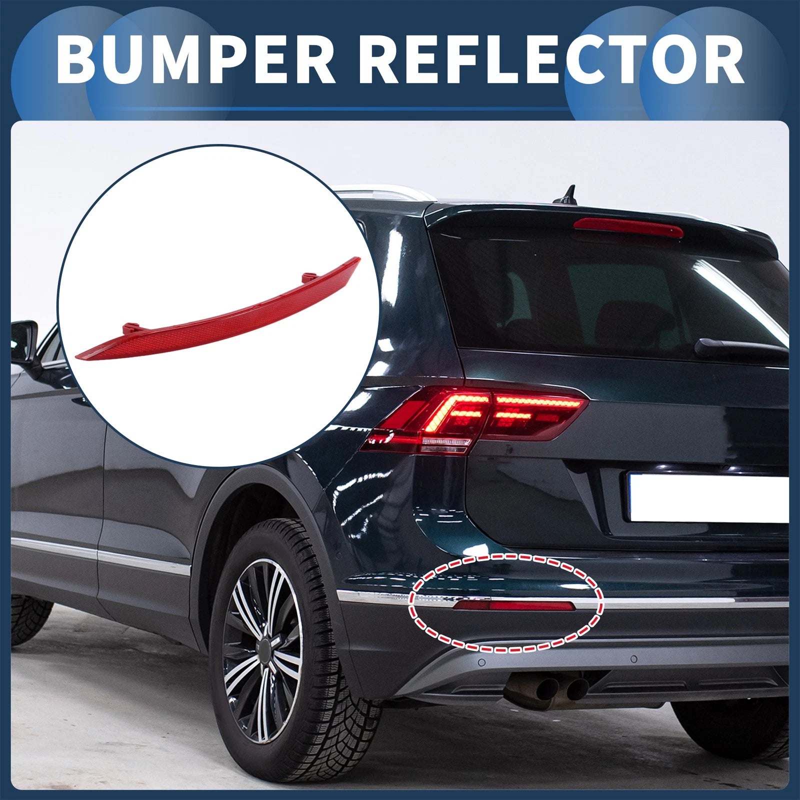 Bumper Reflector Rear Left Replacement for Volkswagen CC (2008–2012) Plastic