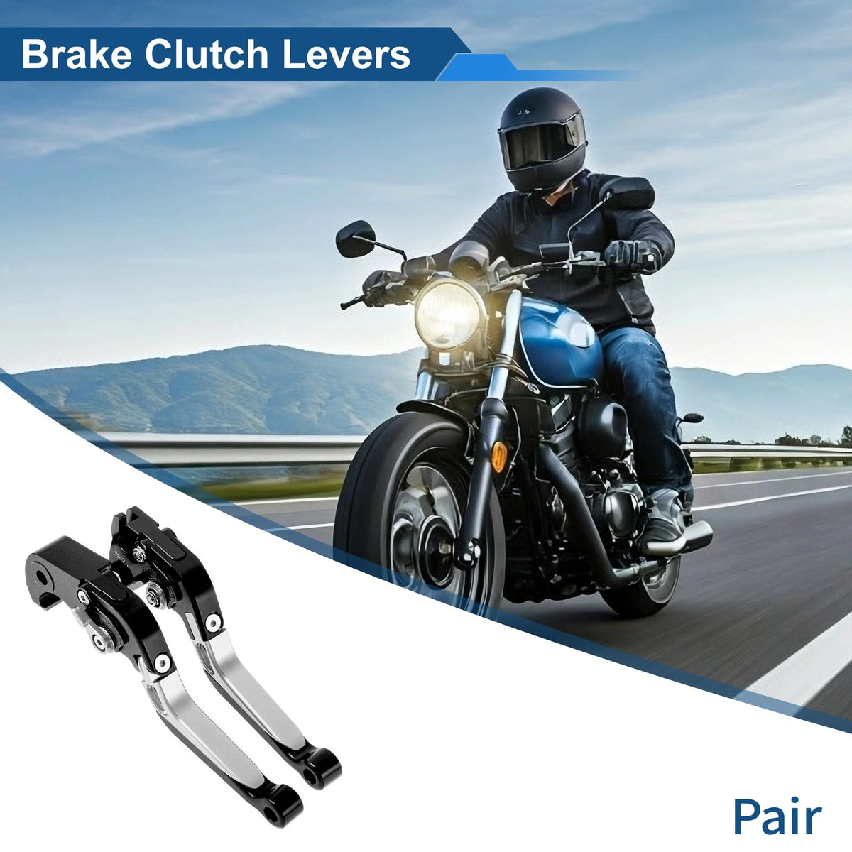 Brake Clutch Levers for Kawasaki ZX10R (2006–2015) Black Silver Tone 1 Pair
