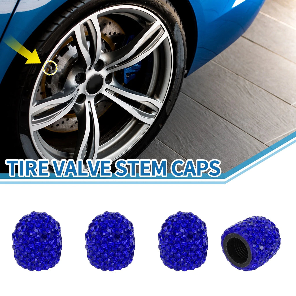 Valve Stem Caps 14x15mm Blue Replacement for Car SUV Bike RV (4 Pack)