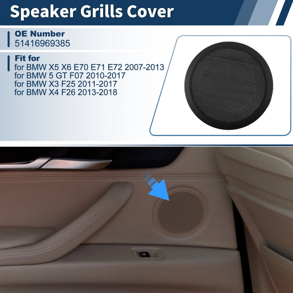 Speaker Grills Cover for BMW X5 X6 E70 E71 (2007–2013) Black Plastic
