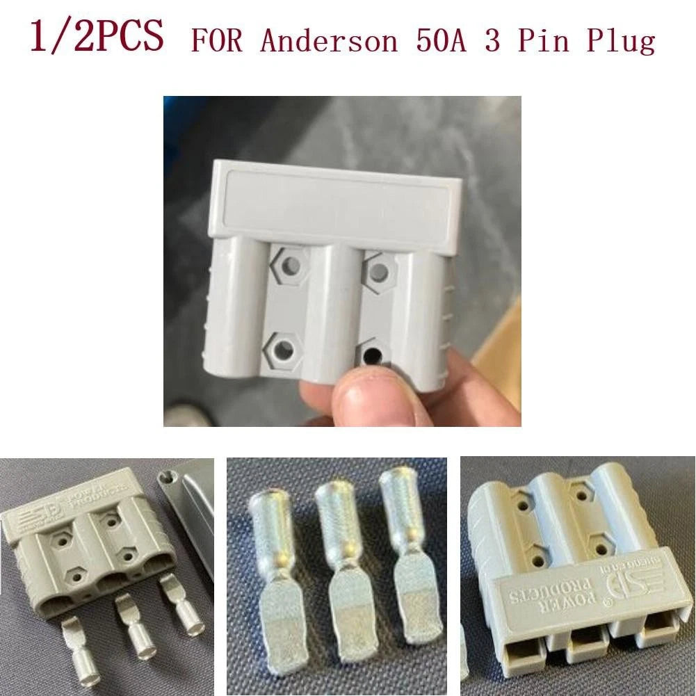 2X Anderson Plug Cable Terminal Battery Power Connector 50 Amp/600V