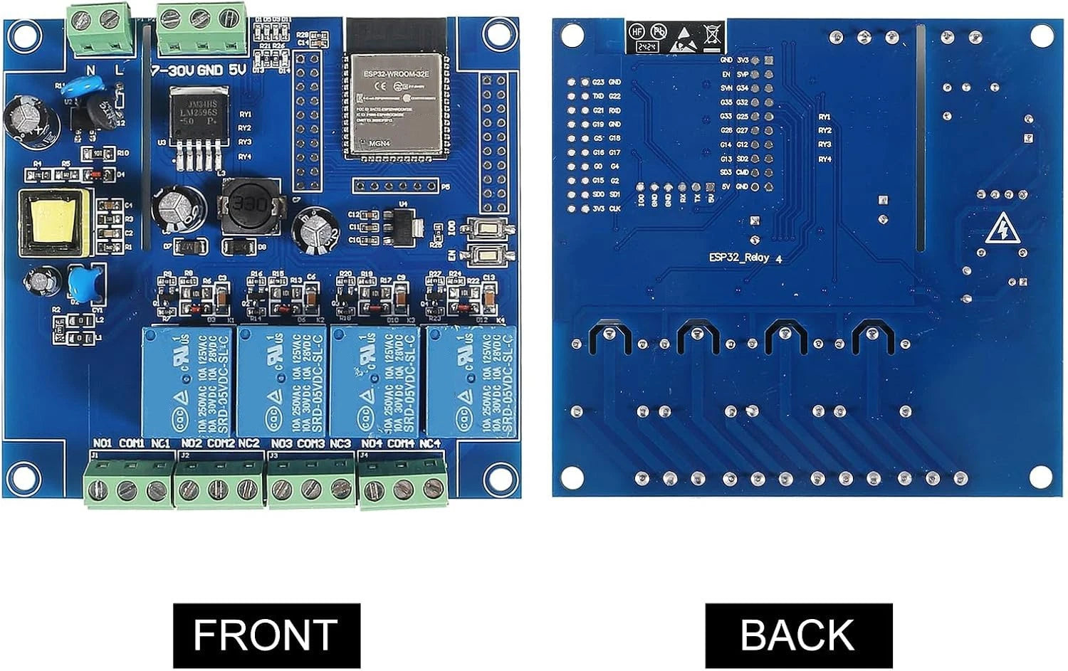 4 Channel Relay Module for ESP32 WROOM-32E (2016–2023)
