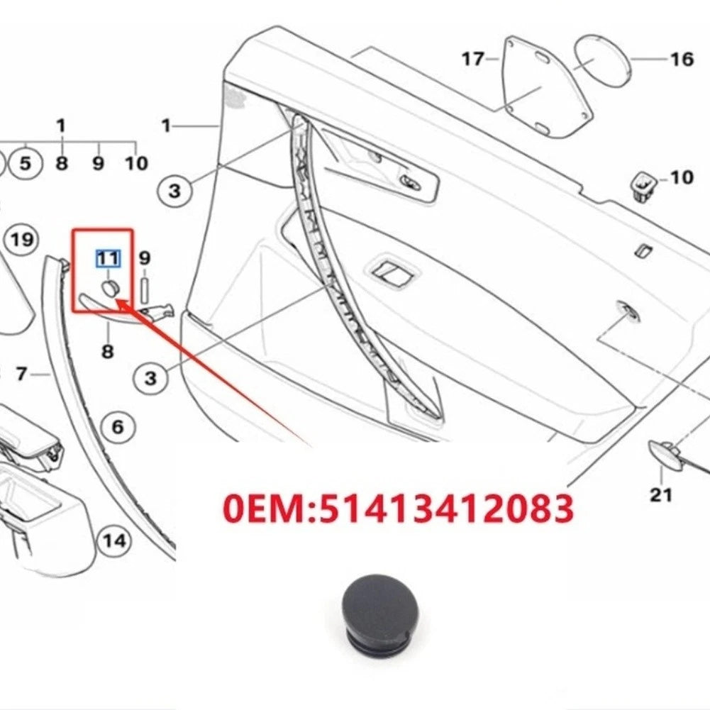 ABS Door Handle Screw Cover Cap Black for BMW X3 E83 (2004–2010)