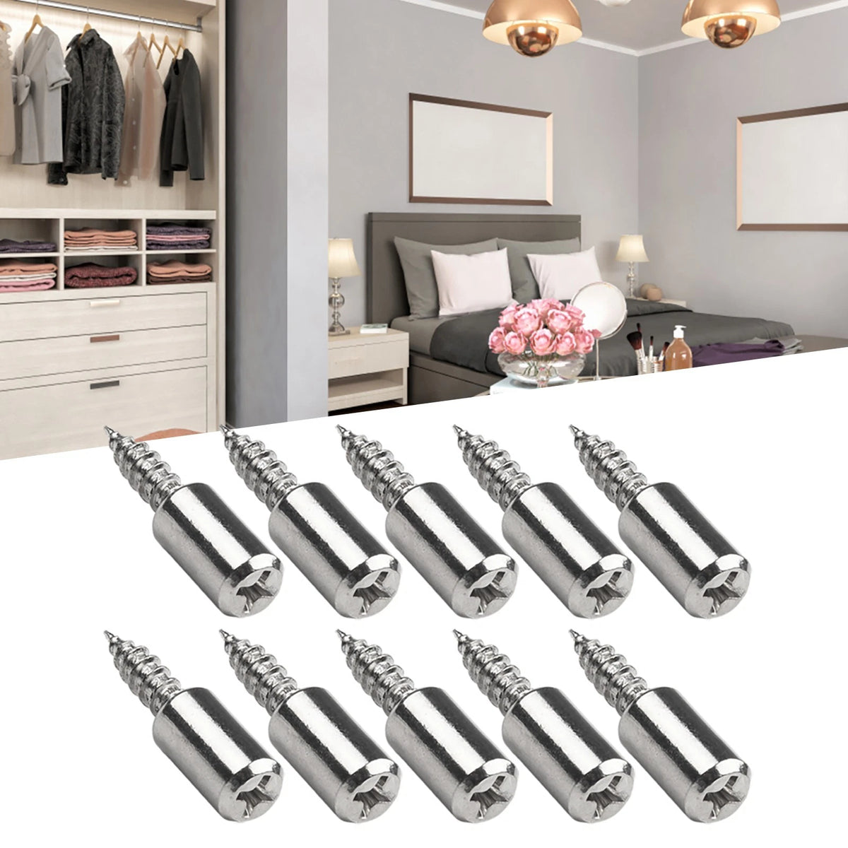 10X Self Tapping Screws for Cabinet Shelves Laminate Support Pegs